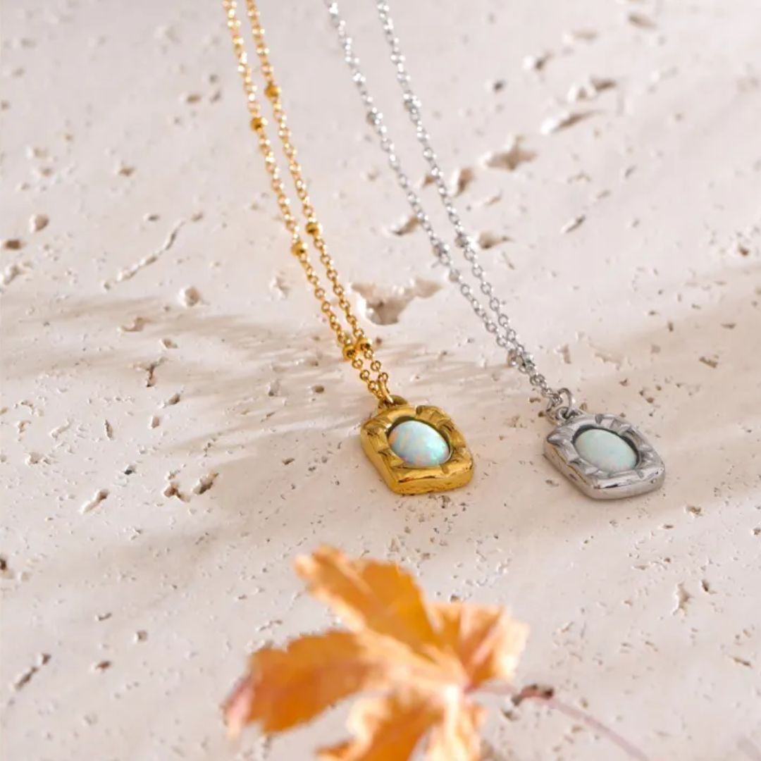 Raina Opal Premium Necklace - 18K Gold Plated