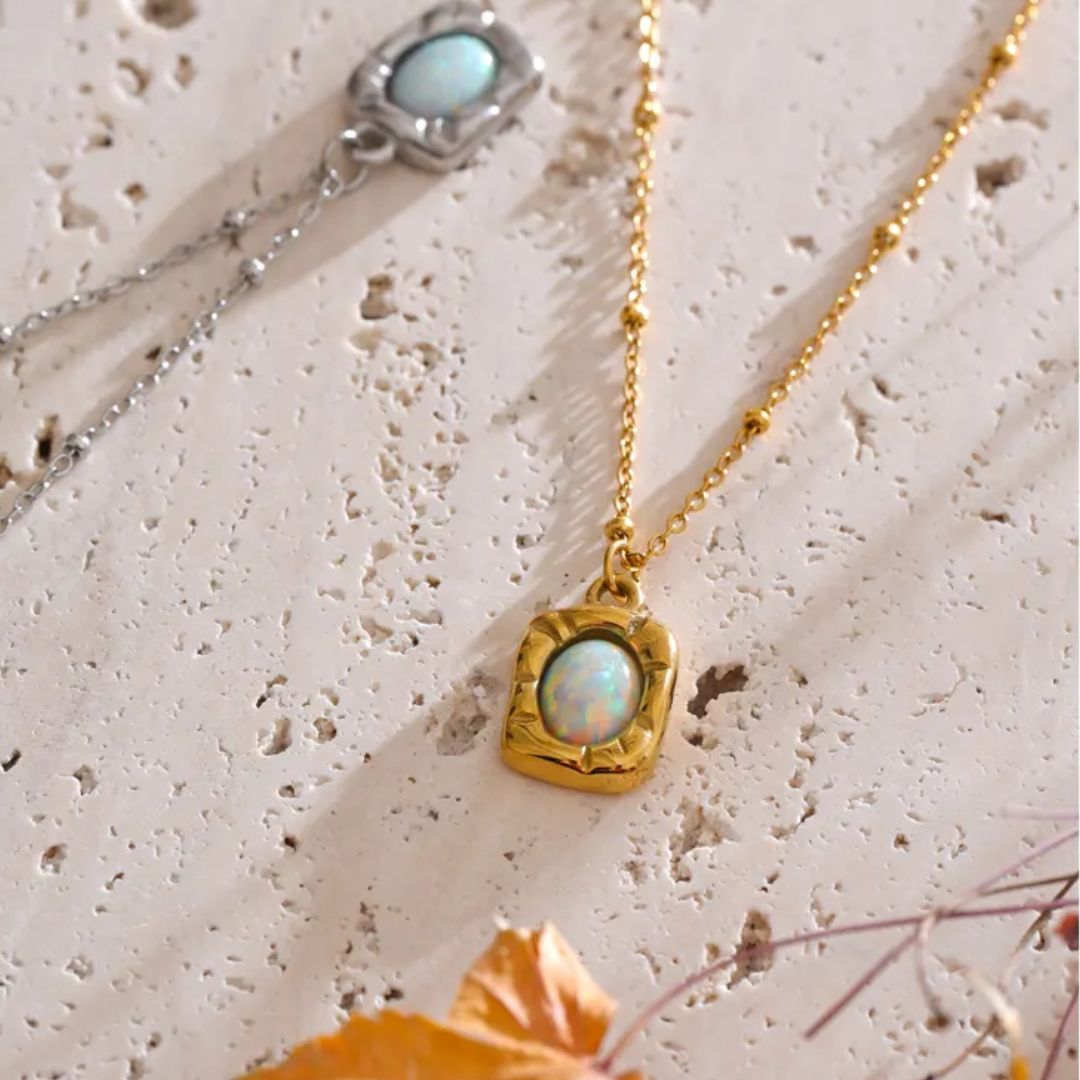 Raina Opal Premium Necklace - 18K Gold Plated