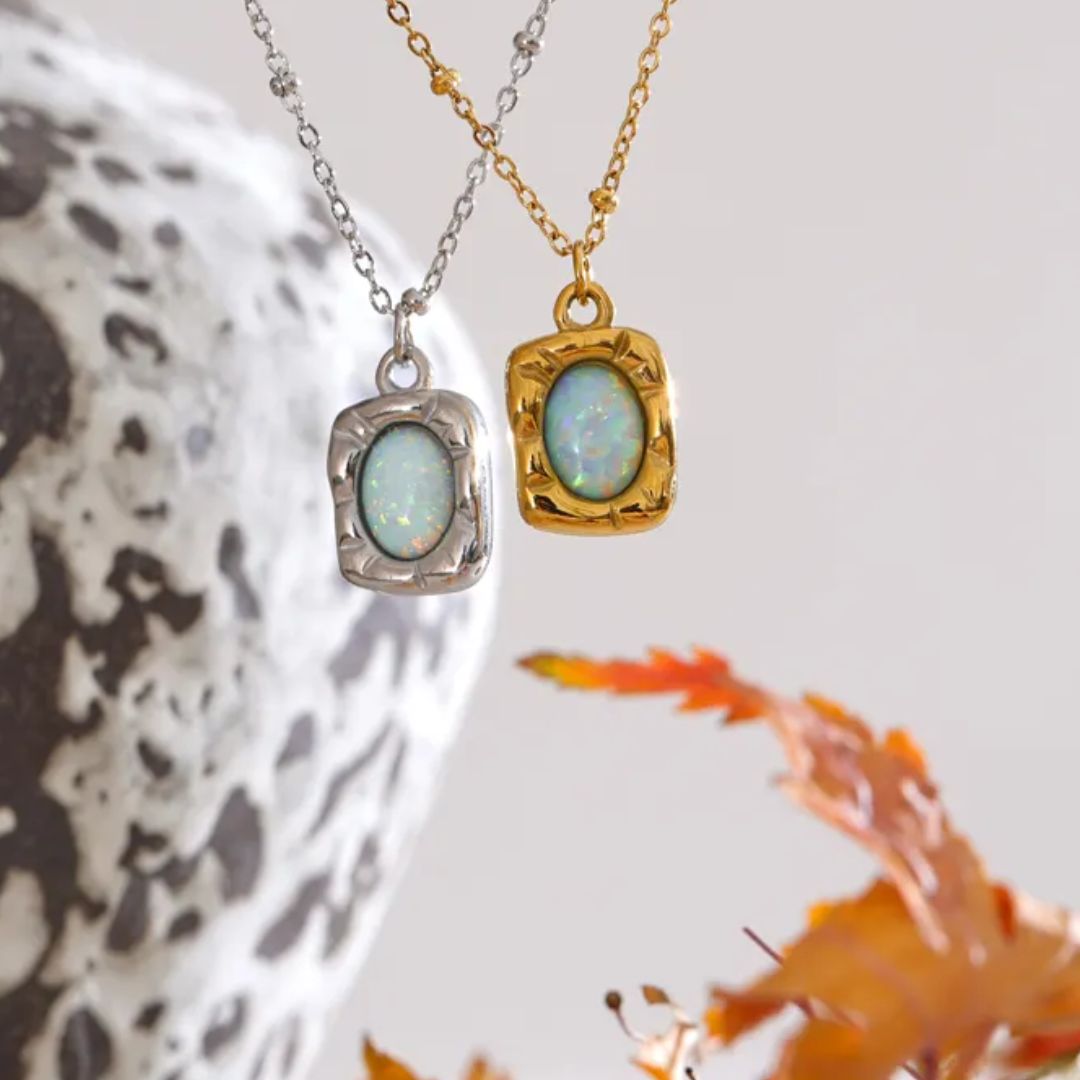 Raina Opal Premium Necklace - 18K Gold Plated