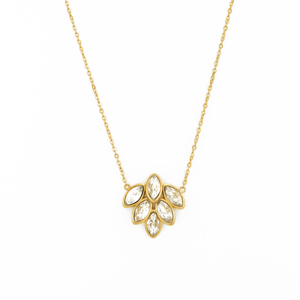 Shimmering Plume Designer Premium Necklace - 18K Gold Plated