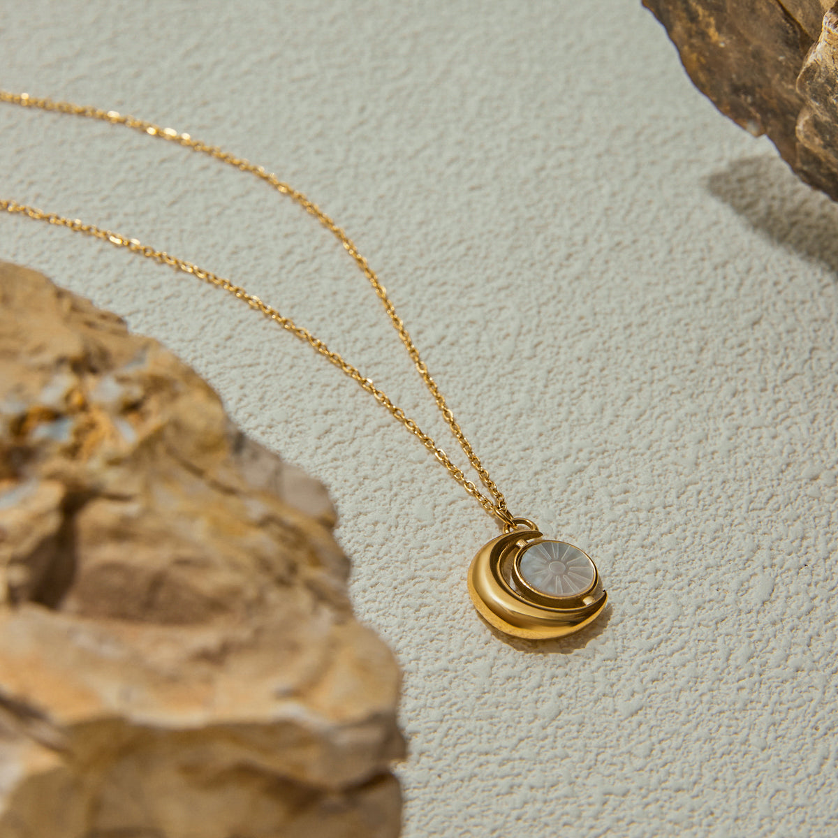 Gemma Moon & Sun Premium Necklace - 18K Gold Plated