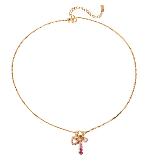 Pink Charms Premium Necklace - 18K Gold Plated