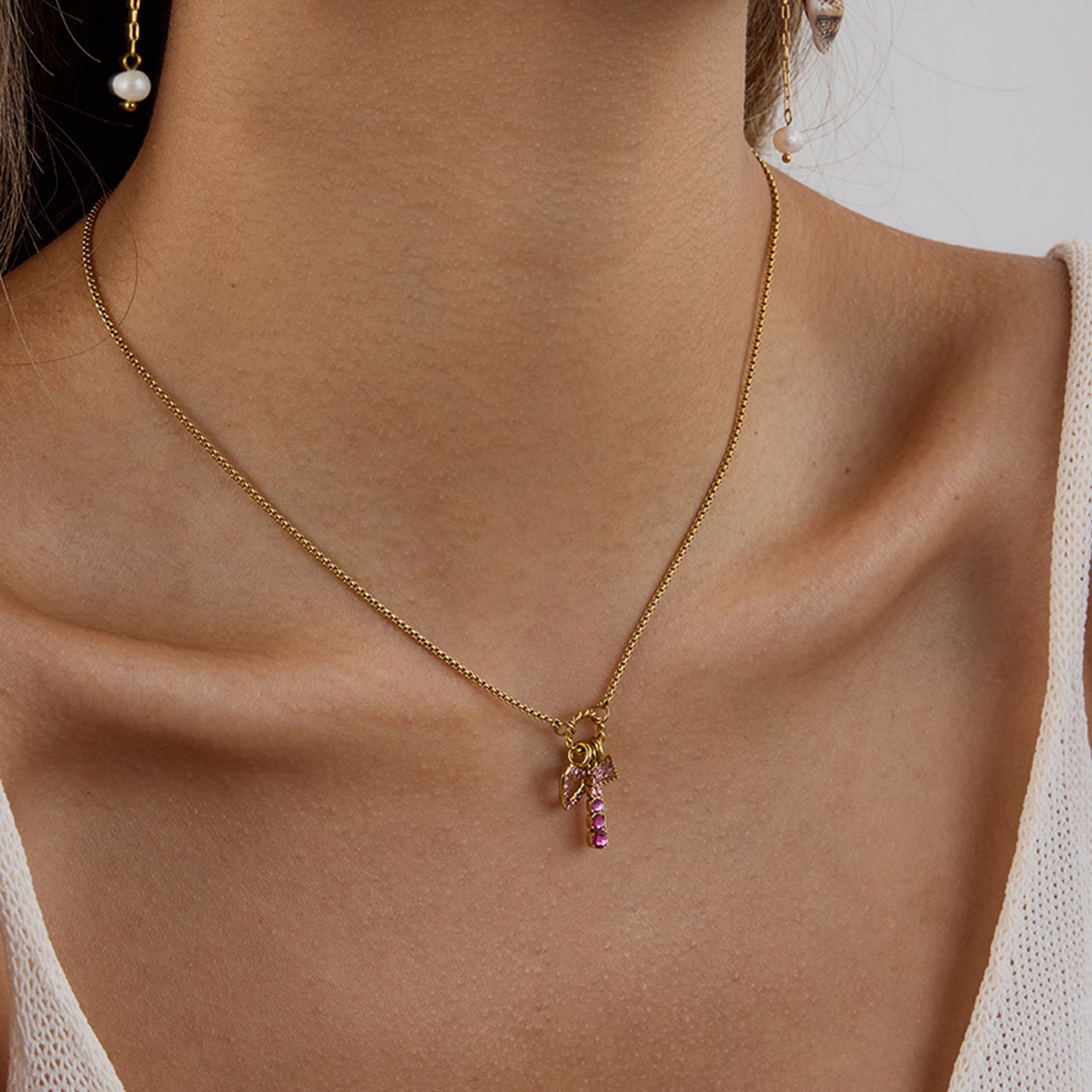 Pink Charms Premium Necklace - 18K Gold Plated