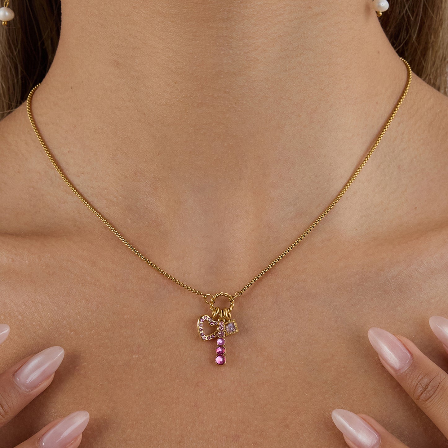 Pink Charms Premium Necklace - 18K Gold Plated