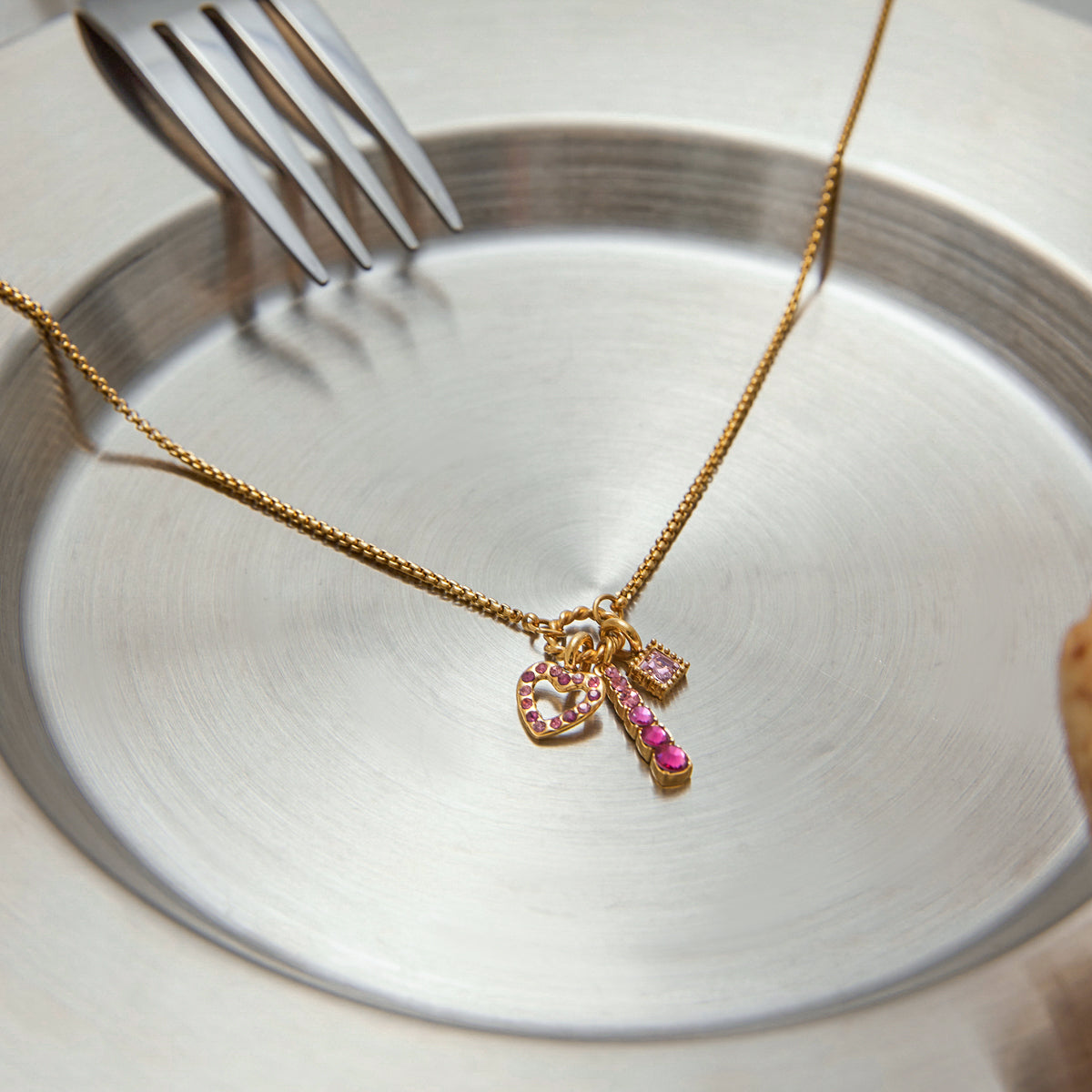Pink Charms Premium Necklace - 18K Gold Plated