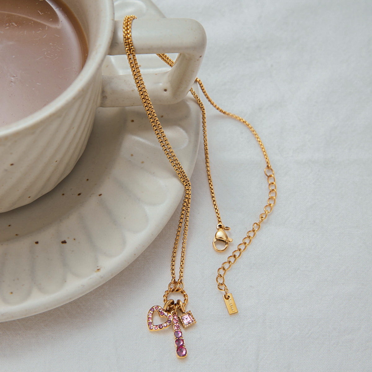 Pink Charms Premium Necklace - 18K Gold Plated
