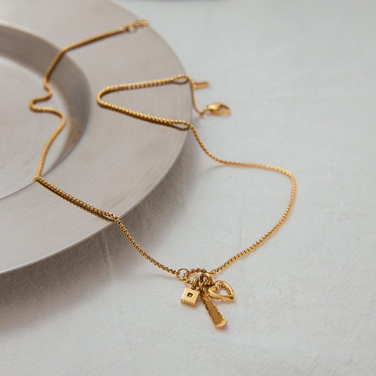 Pink Charms Premium Necklace - 18K Gold Plated