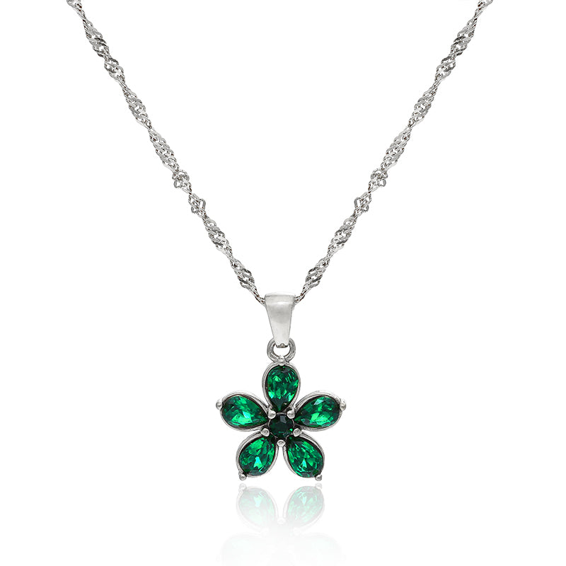 Vana Green Flower Premium Necklace - 18K Gold Plated