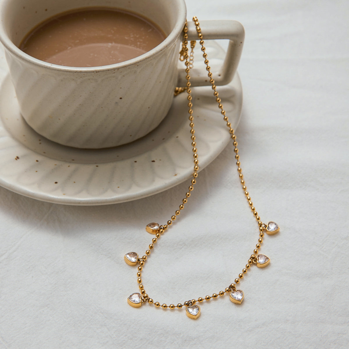 Heart Bead Premium Necklace - 18K Gold Plated
