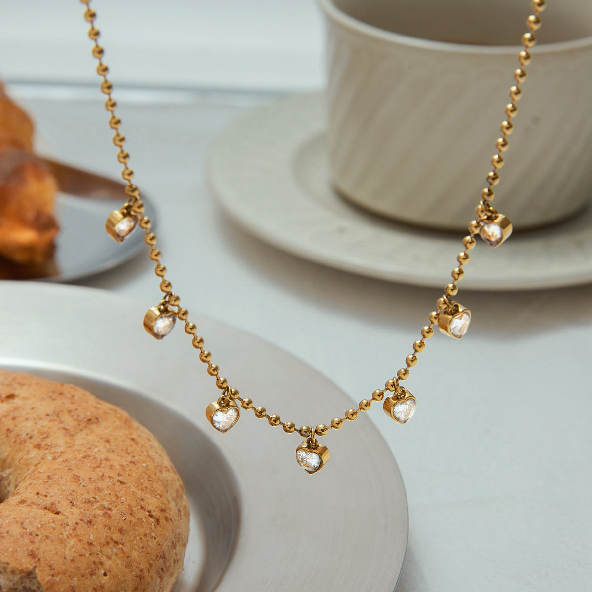 Heart Bead Premium Necklace - 18K Gold Plated