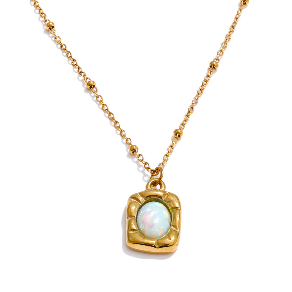 Raina Opal Premium Necklace - 18K Gold Plated