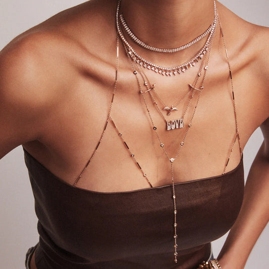 Miraya Zircon Tassle Premium Necklace - 18K Gold Plated