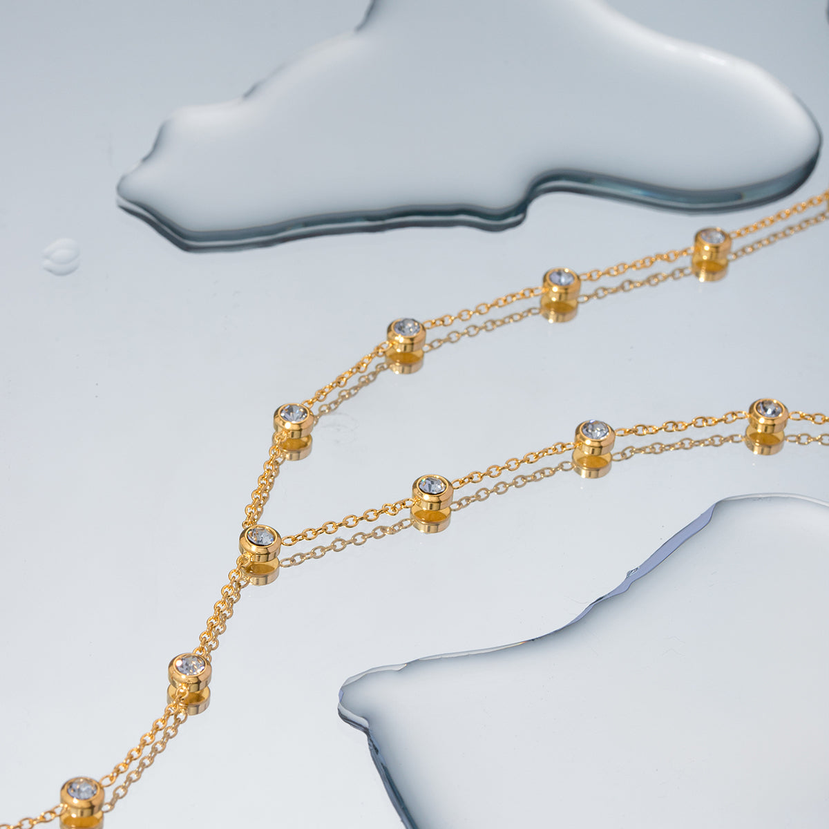 Miraya Zircon Tassle Premium Necklace - 18K Gold Plated