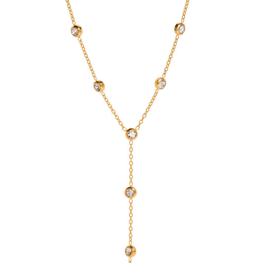 Miraya Zircon Tassle Premium Necklace - 18K Gold Plated