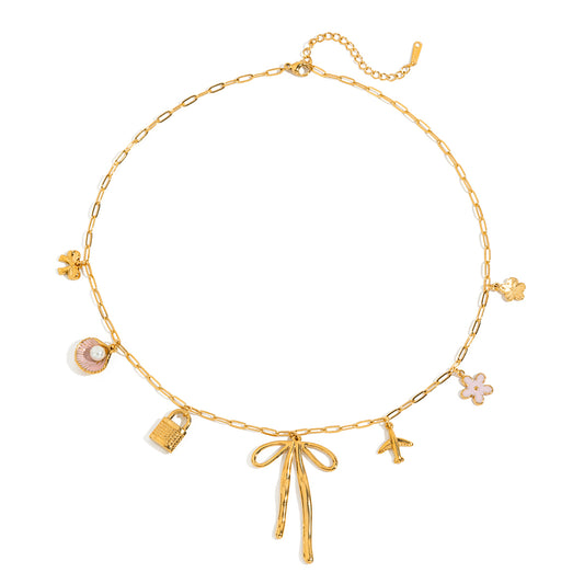 Bow Charm Premium Necklace - 18K Gold Plated