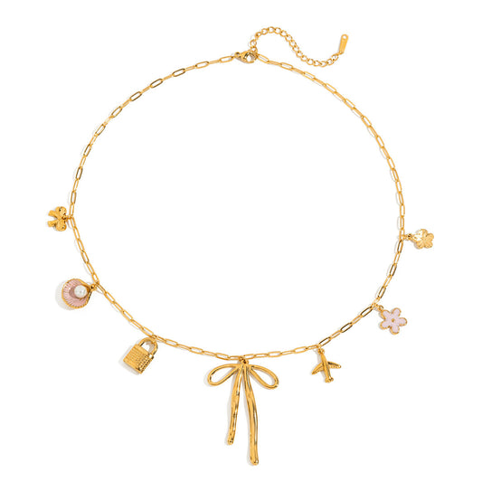 Bow Charm Premium Necklace - 18K Gold Plated