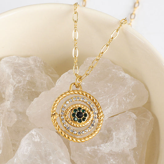 Evil Eye Spinner Premium Necklace - 18K Gold Plated