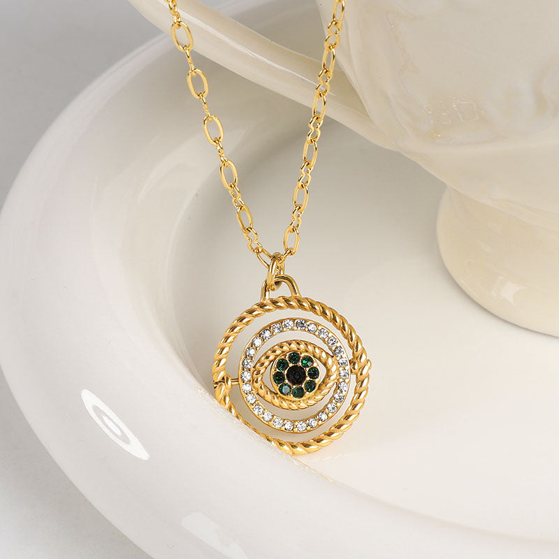 Evil Eye Spinner Premium Necklace - 18K Gold Plated