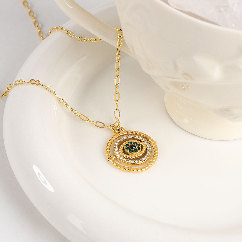 Evil Eye Spinner Premium Necklace - 18K Gold Plated