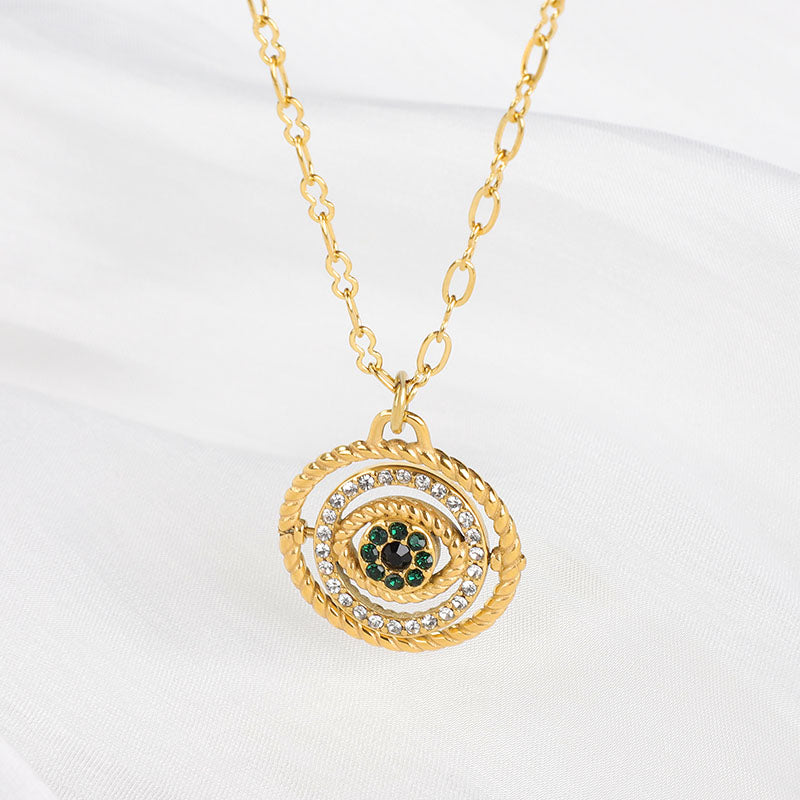 Evil Eye Spinner Premium Necklace - 18K Gold Plated