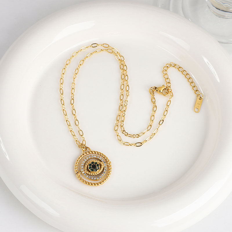 Evil Eye Spinner Premium Necklace - 18K Gold Plated