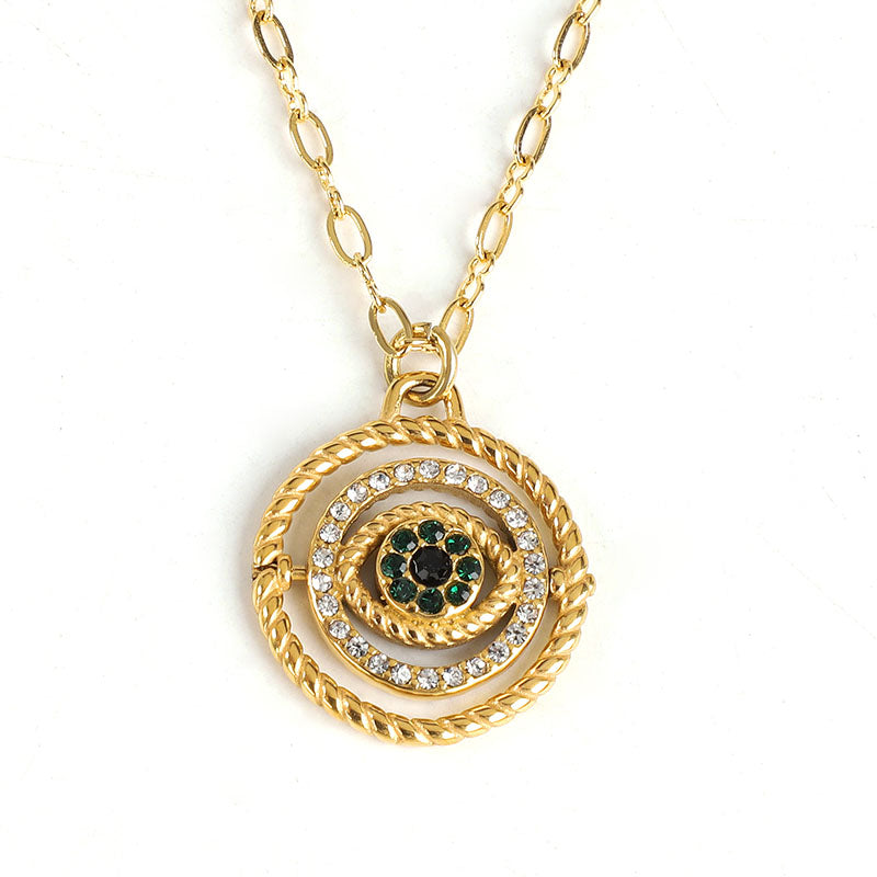 Evil Eye Spinner Premium Necklace - 18K Gold Plated