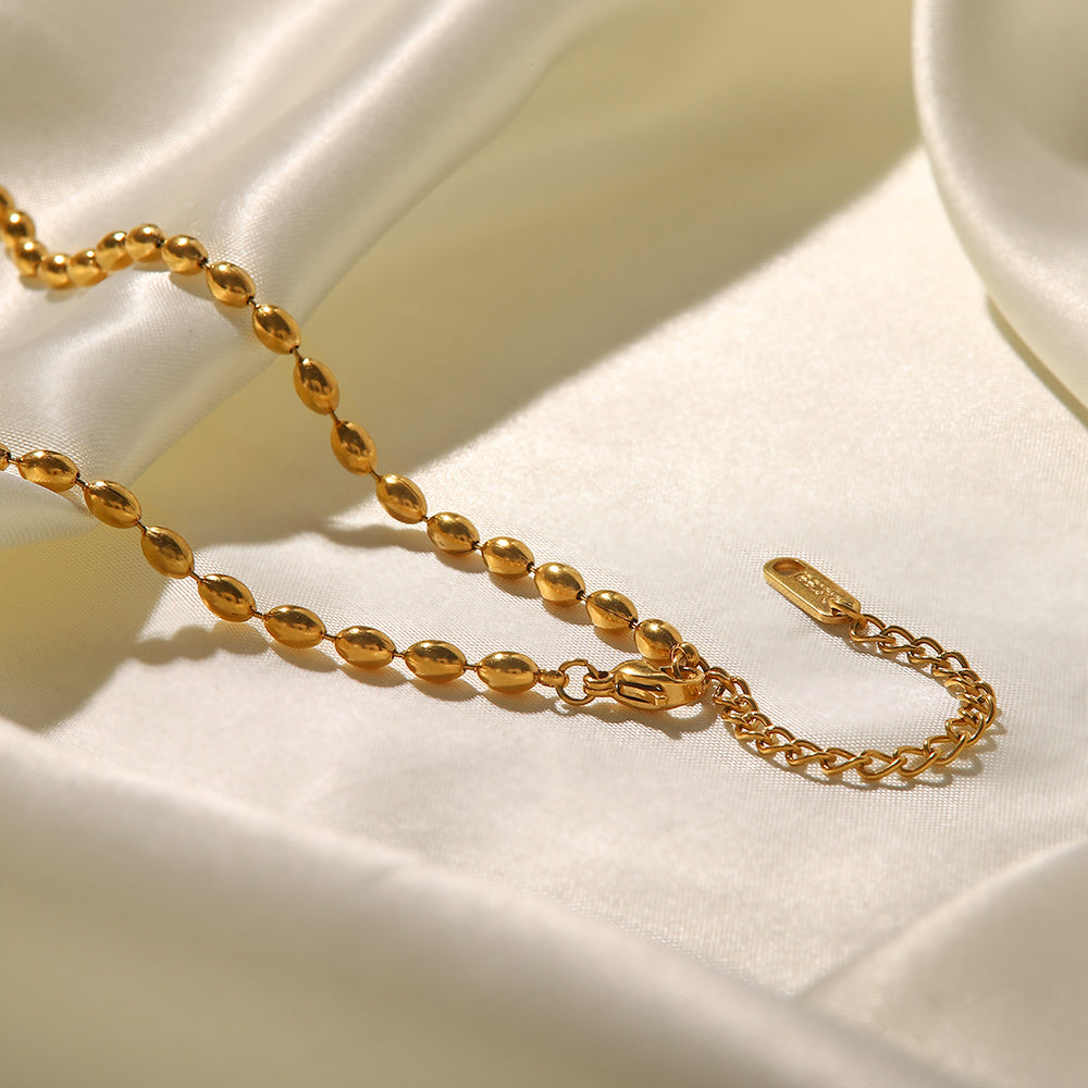 Jade Bead Premium Necklace - 18K Gold Plated