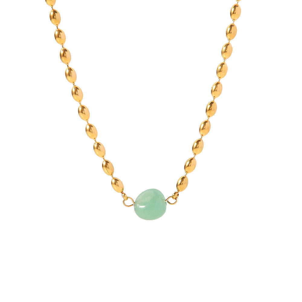Jade Bead Premium Necklace - 18K Gold Plated