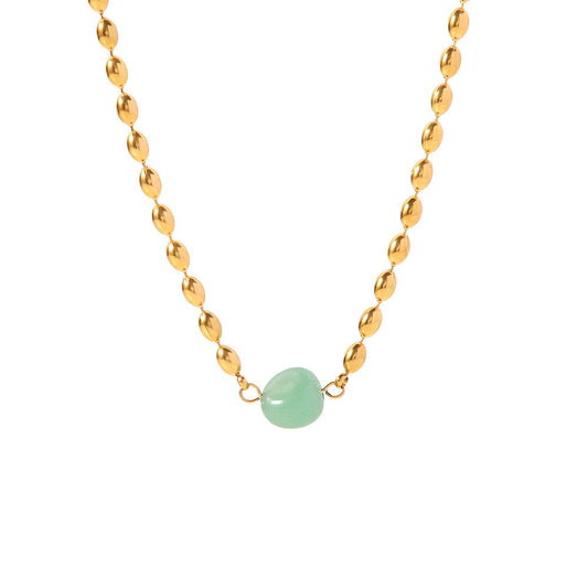 Jade Bead Premium Necklace - 18K Gold Plated