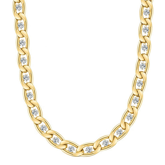 Riona Zircon Link Designer Premium Necklace - 18K Gold Plated