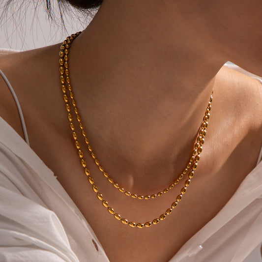 Olia Bead Layered Premium Necklace - 18K Gold Plated