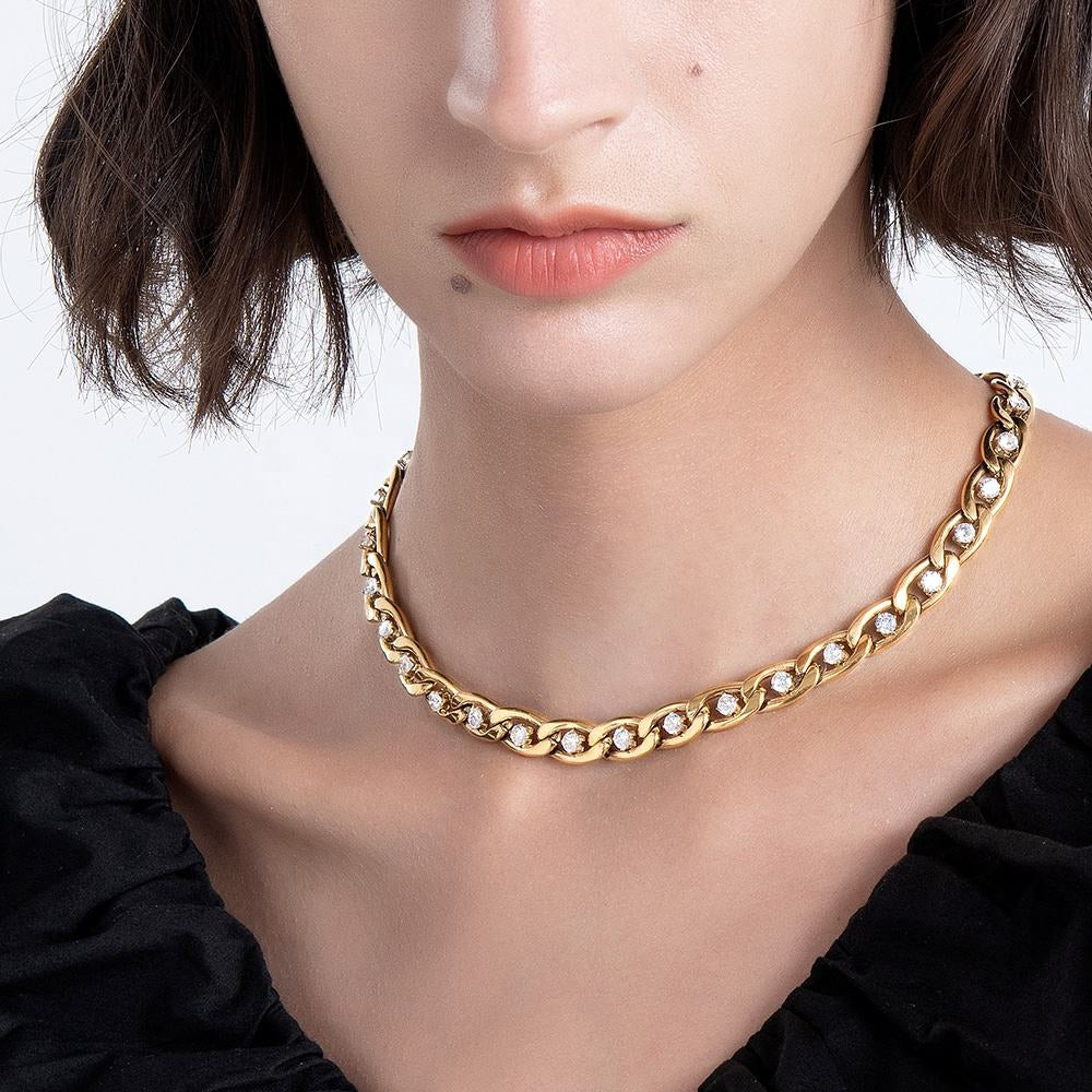 Riona Zircon Link Designer Premium Necklace - 18K Gold Plated