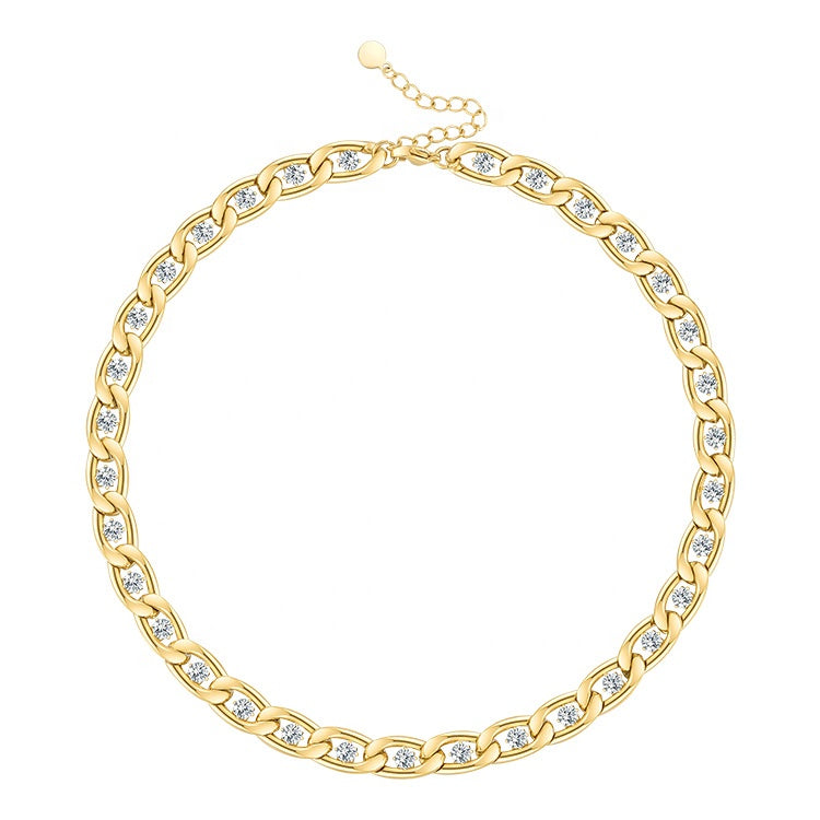 Riona Zircon Link Designer Premium Necklace - 18K Gold Plated