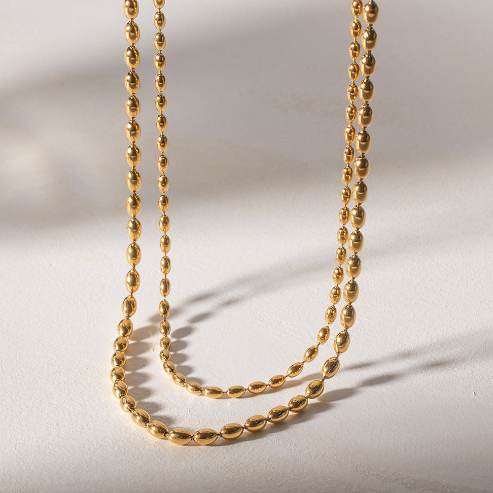 Olia Bead Layered Premium Necklace - 18K Gold Plated