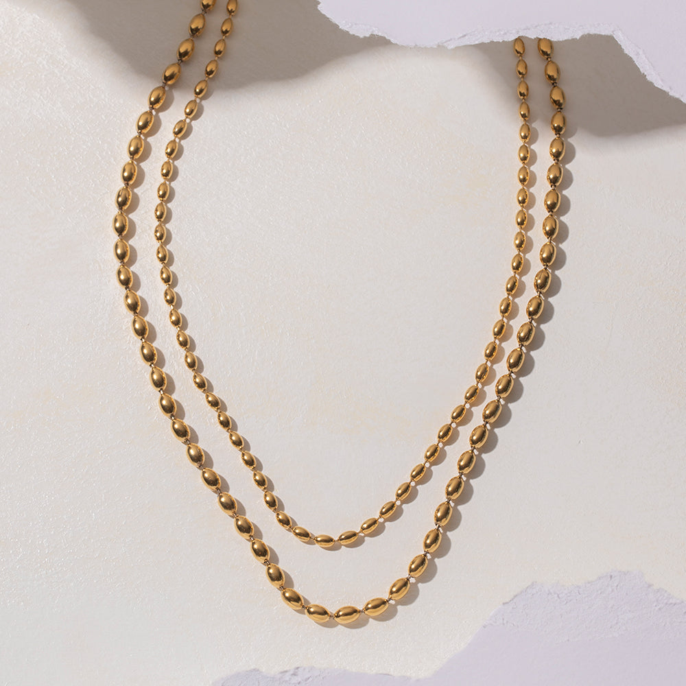 Olia Bead Layered Premium Necklace - 18K Gold Plated