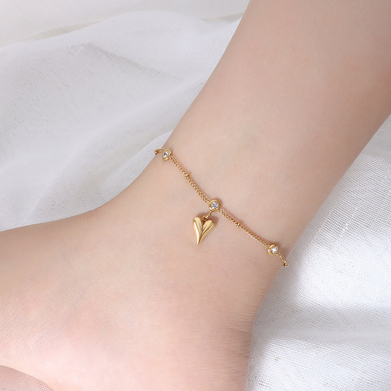 Heart Anklet - 18K Gold Plated