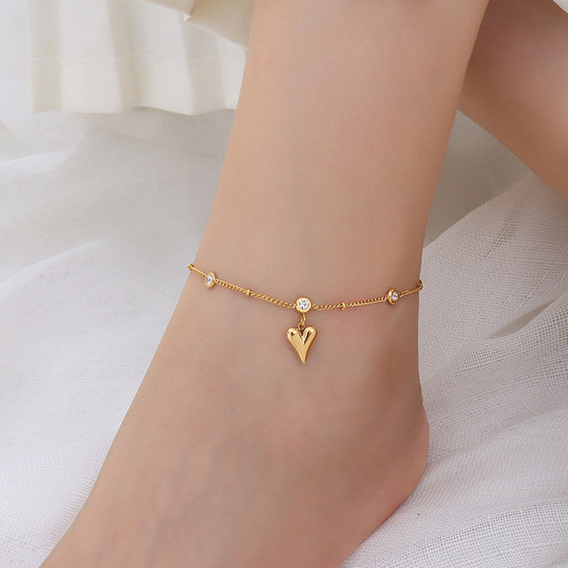 Heart Anklet - 18K Gold Plated