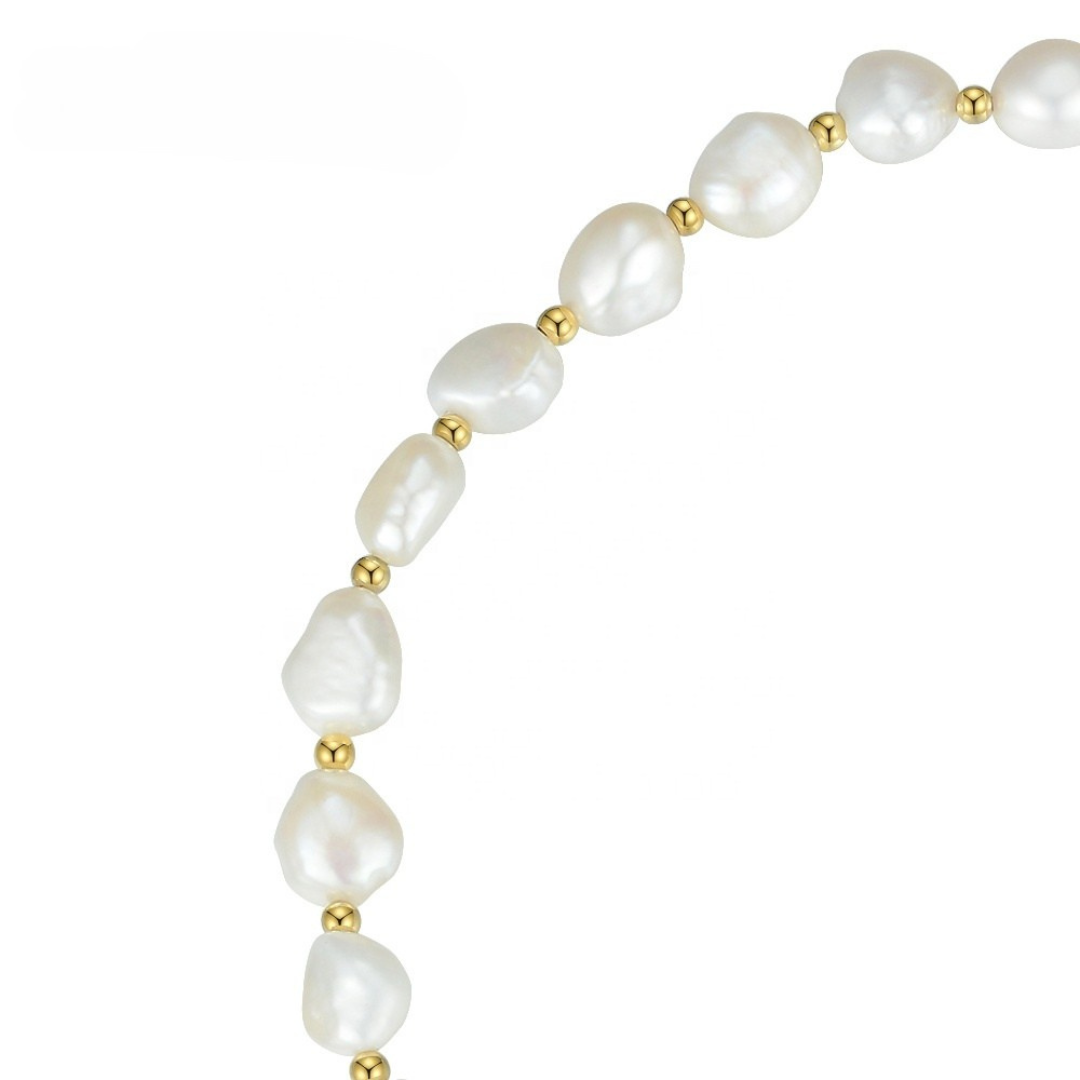 Classic Natural Pearl Necklace - 18K Gold Plated