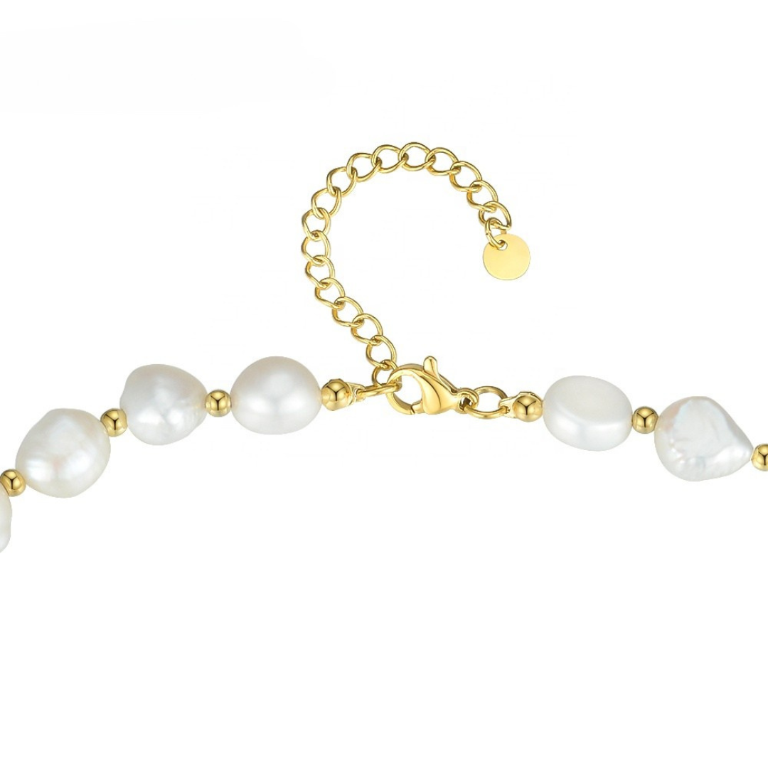 Classic Natural Pearl Necklace - 18K Gold Plated