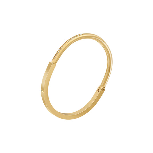 Gold Oval Shimmer Designer Premium Bracelet - 18K Gold Plated
