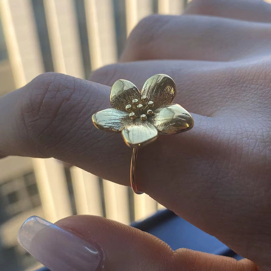Zina Flower Premium Adjustable Ring - 18K Gold Plated