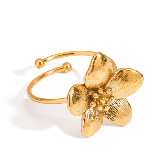 Zina Flower Premium Adjustable Ring - 18K Gold Plated