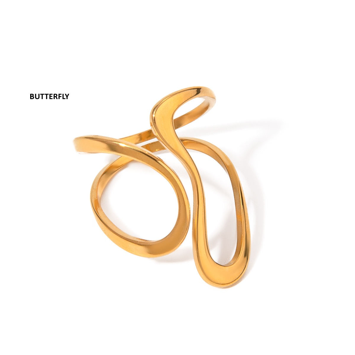 Geometric Flows Premium Adjustable Ring - 18K Gold Plated