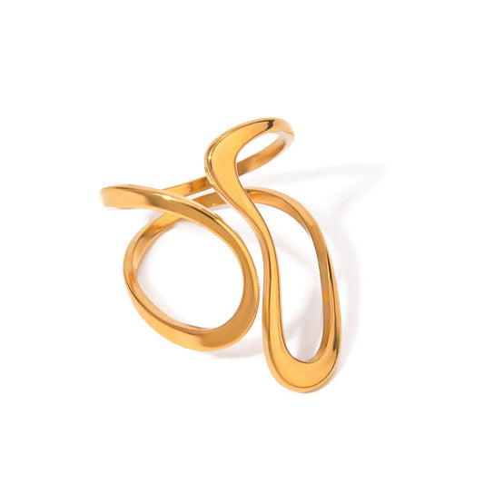 Geometric Flows Premium Adjustable Ring - 18K Gold Plated