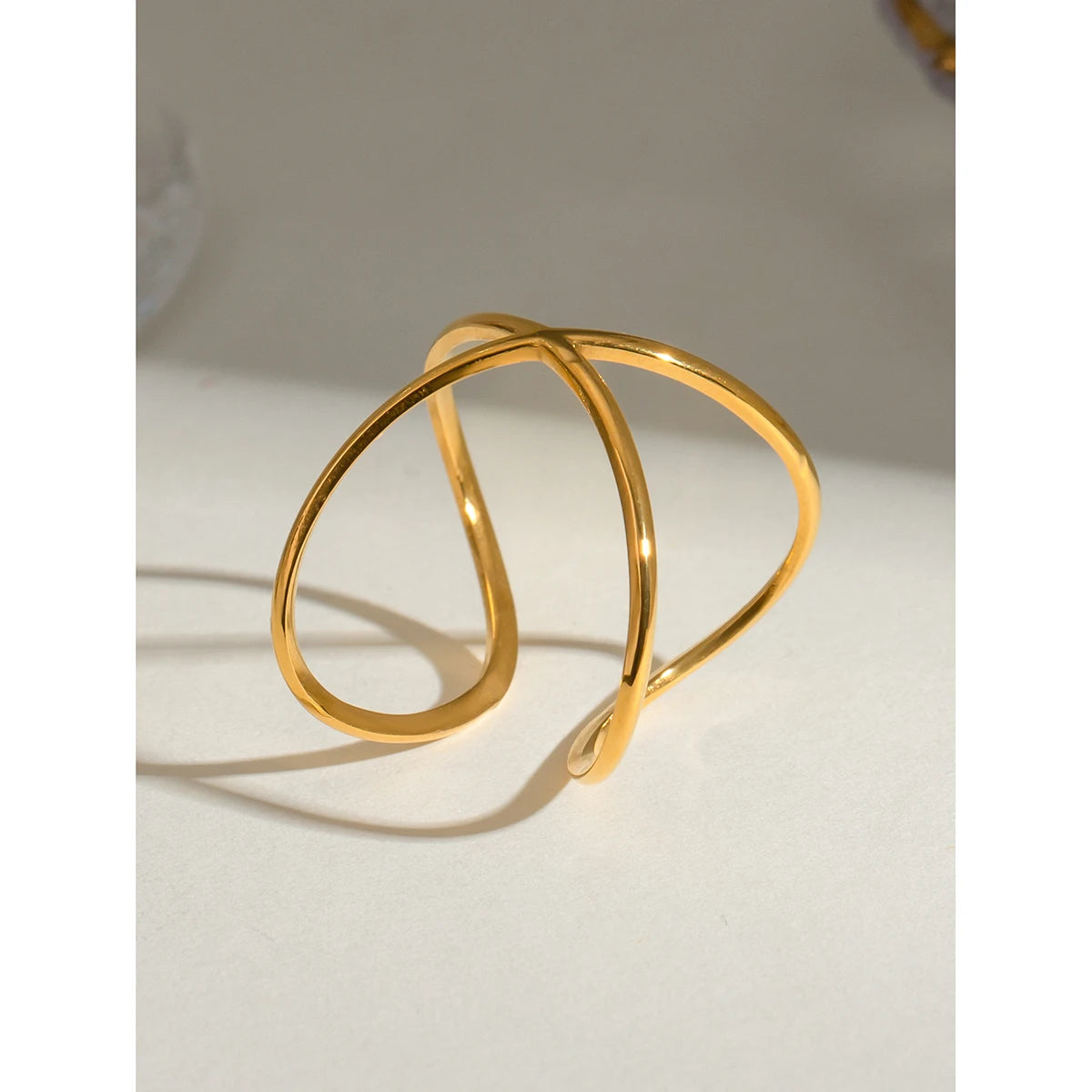 Geometric Flows Premium Adjustable Ring - 18K Gold Plated
