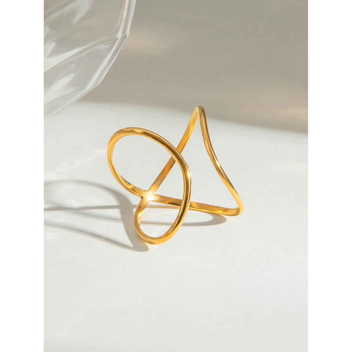 Geometric Flows Premium Adjustable Ring - 18K Gold Plated