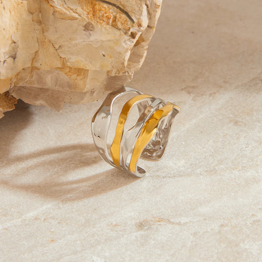 Iria Two tone Premium Adjustable Ring - 18K Gold Plated