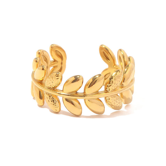 Ivy Leaf Premium Adjustable Ring - 18K Gold Plated