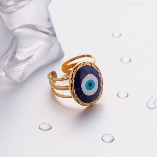 Evil Eye Premium Adjustable Ring - 18K Gold Plated