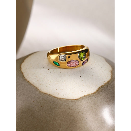 Nala Gems Premium Adjustable Ring - 18K Gold Plated